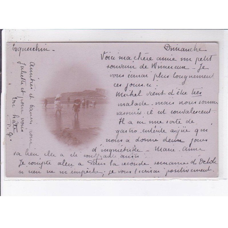 ESQUERCHIN: scène de plage - très bon état