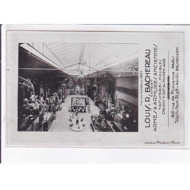 PARIS: Louis R. Bachereau maison fondée en 1821 armes & armures ancienne 46 rue de provence 75009 - très bon état
