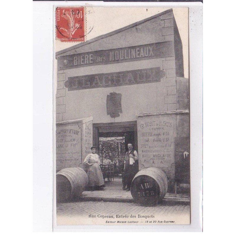 PARIS: rue copreau, entrée des bosquets, J. Achaux, bière des moulineaux 75015 - très bon état