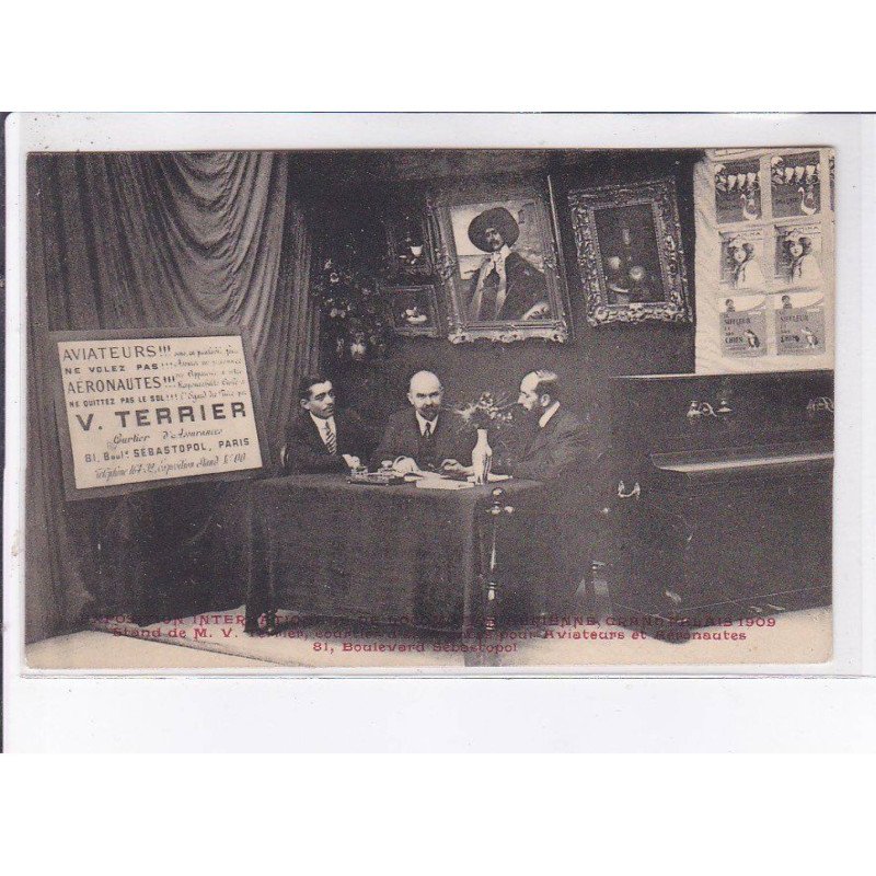 PARIS: exposition international de locomotion aérienne, grand palais 1909, stand de M.V. Terrier - très bon état