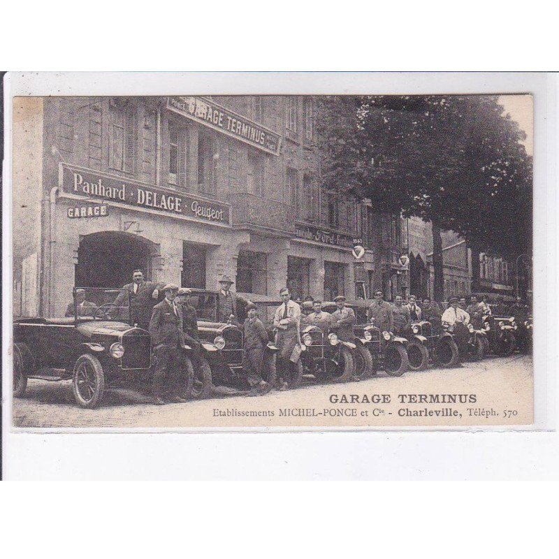 CHARLEVILLE: garage terminus, établissement Michel-Ponce, panhard, delage, peugeot - très bon état