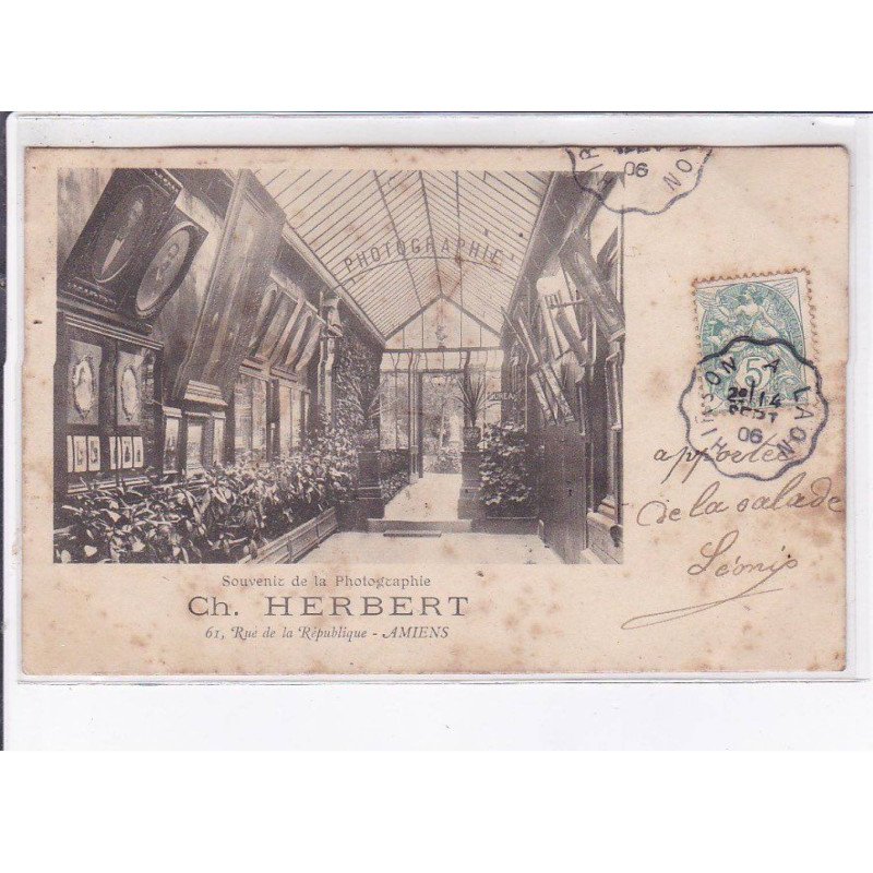 AMIENS: souvenir de la photographie, Ch. Herbert, 61 rue de la république, atelier - état