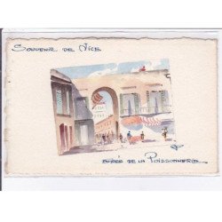 NICE: souvenir de nice, entrée de la poissonnerie, carte paint à la main - très bon état