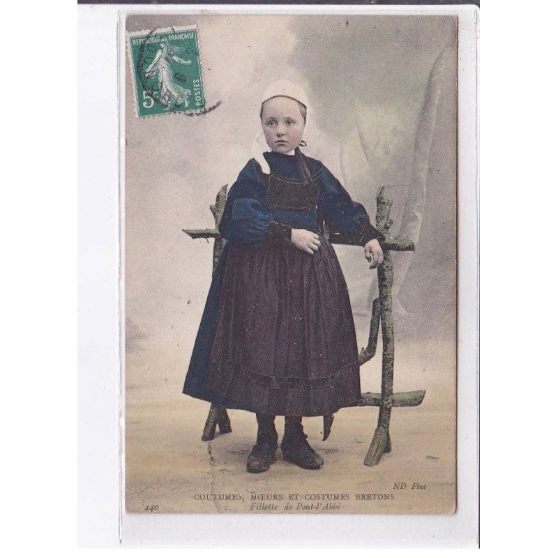 PONT-L'ABBE: fillette, coutume, moeurs et costumes bretons, rare en couleur - très bon état PONT-L'ABBE: fillette, coutume, moeurs et costumes bretons, rare en couleur - très bon état