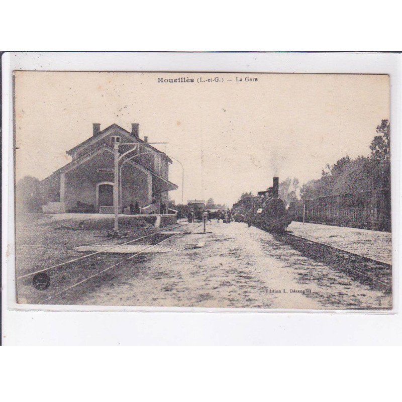 HOUEILLES: la gare, train - très bon état