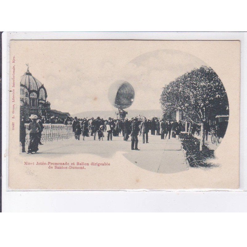NICE: jetée-promenade et ballon dirigeable de santos-dumont - bon état (bas de la carte avec défaut) NICE: jetée-promenade et ballon dirigeable de santos-dumont - bon état (bas de la carte avec défaut)