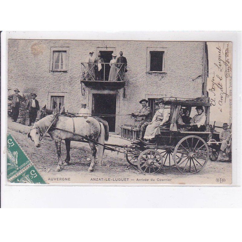 ANZAT-LE-LUGUET: arrivée du courrier, attelage - état