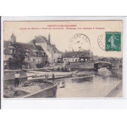 CHATILLON-COLIGNY: canal de briare, pont du puyrnuit, passage d'un bateau à vapeur, canal - très bon état