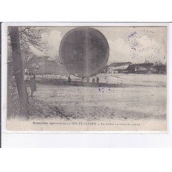 HAUT-RHIN: manoeuvres d'aérostation en haute-alsace, le ballon en train de sécher - état