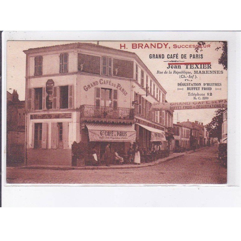 MARENNES: grand café de paris, Jean Texier, rue de la république - très bon état