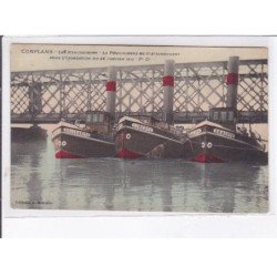 CONFLANS: les remmorqueurs, la pénichienne en stationnement pour l'inondation de janvier 1910, canal - très bon état
