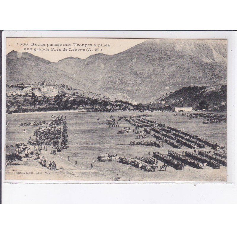 LEVANS: revue passée aux troupes alpines aux grand prés de levens - très bon état