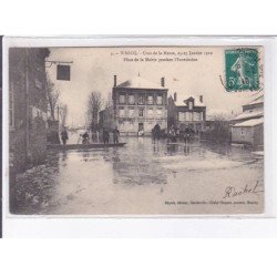 WARCQ: crue de la meuse, 23-25 janvier 1910, place de la mairie pendant l'inondation - très bon état