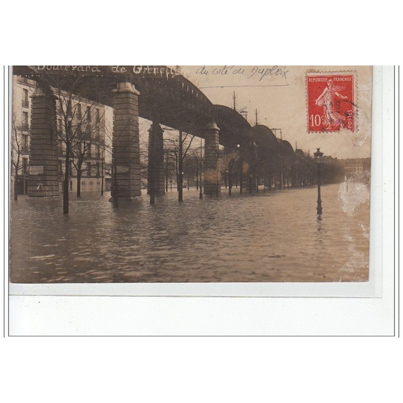PARIS - inondations 1910 - boulevard de Grenelle (côté Dupleix) - carte photo - très bon état