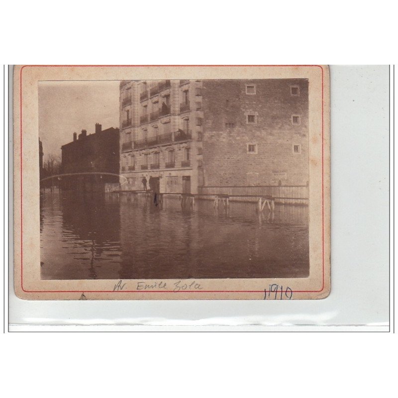 PARIS - inondations 1910 - avenue Emile Zola - photo - très bon état