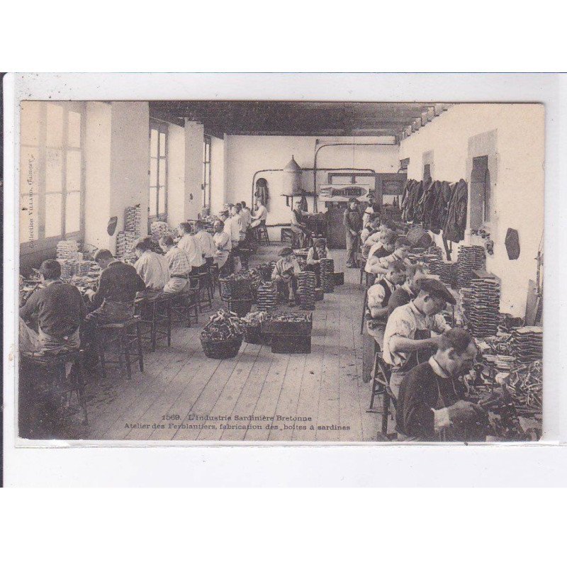FINISTERE: industrie sardinière, atelier des ferblantiers, fabrication des boîtes a  sardines - très bon état