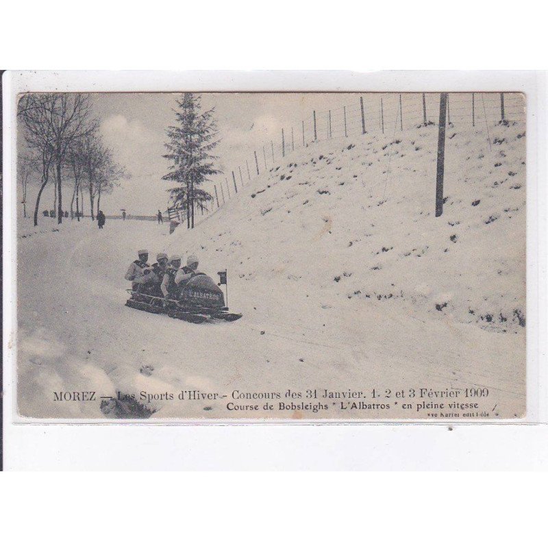 MOREZ: sports d'hiver, concours des 31 janvier, course de bobsleighs "l'albatrros" en pleine vitesse - très bon état