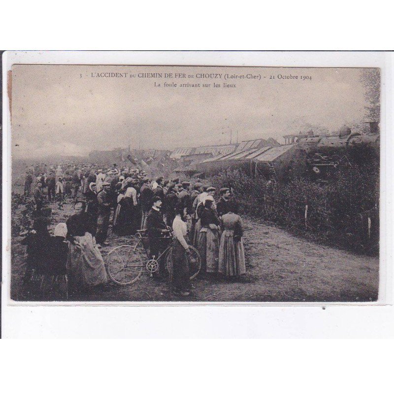 CHOUZY: l'accident du chemin de fer, 21 octobre 1904 la foule arrivant sur les lieux - très bon état
