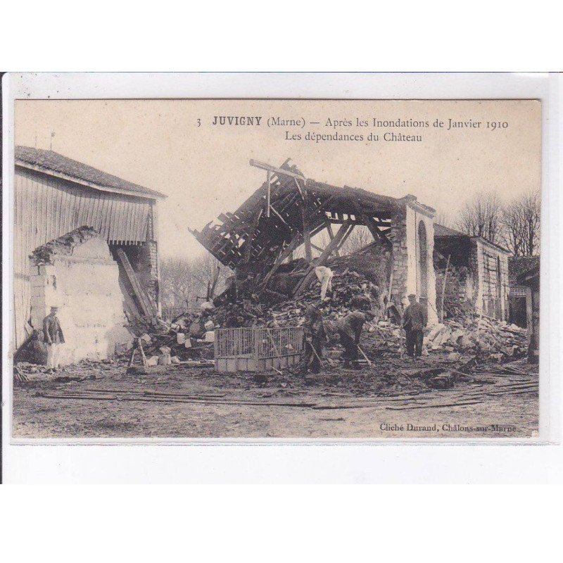 JUVIGNY: après les inondation de janvier 1910 les dépendances du château - très bon état