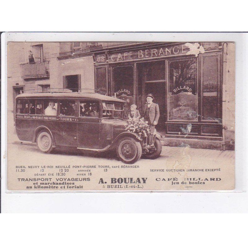 BUEIL: A. Boulay, café billard jeu de boules autocar - état