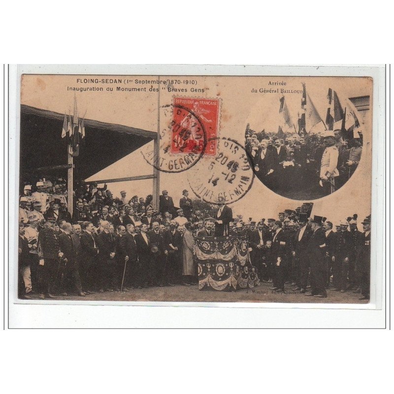 FLOING-SEDAN - Inauguration du Monument des """"Braves Gens"""" (1er septembre 1870-1910) - très bon état