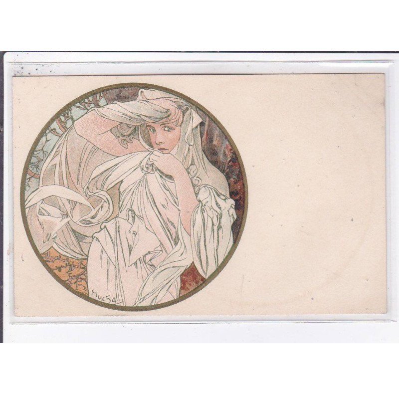 MUCHA Alphonse : carte postale du mois de Mars (variante sans le mois !) - très bon état
