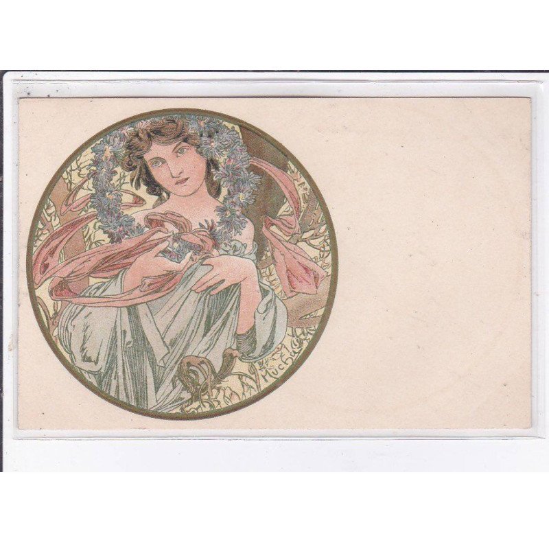 MUCHA Alphonse : carte postale du mois de Decembre (variante sans le mois !) - très bon état