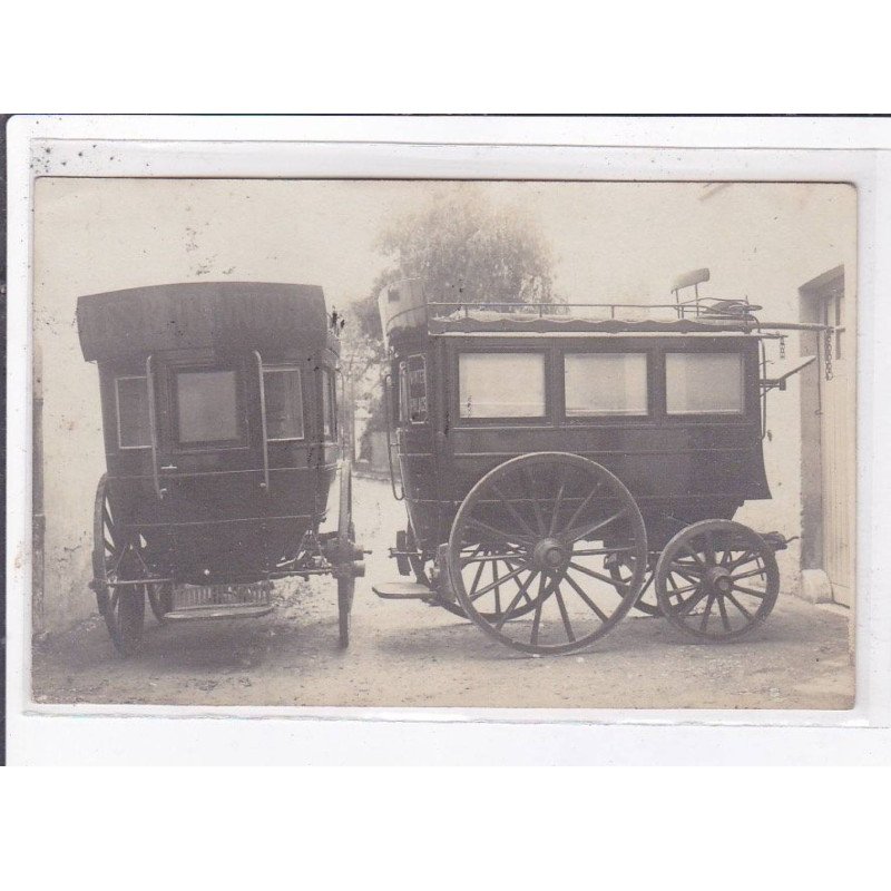 MENTON : carte photo de 2 attelages d'hotel (Les Britanniques - le Winter Palace) à vendre (Winter garage)-très bon état