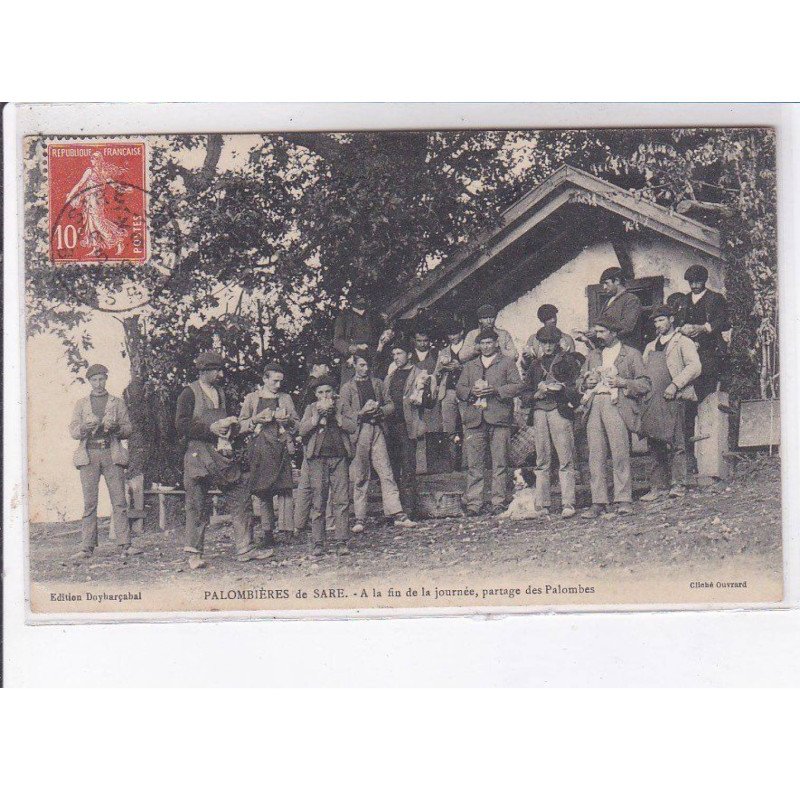 PALOMBIERE de SARE: à la fin de la journée, partage des palombes - très bon état