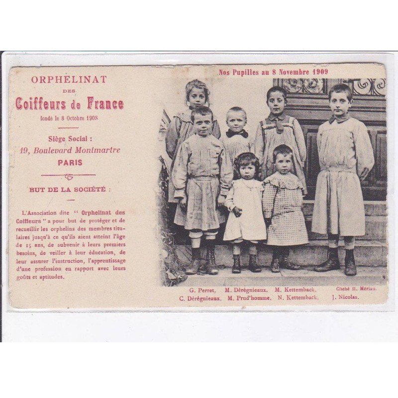 PARIS: 75002, orphe;inat des coiffeurs de france - très bon état