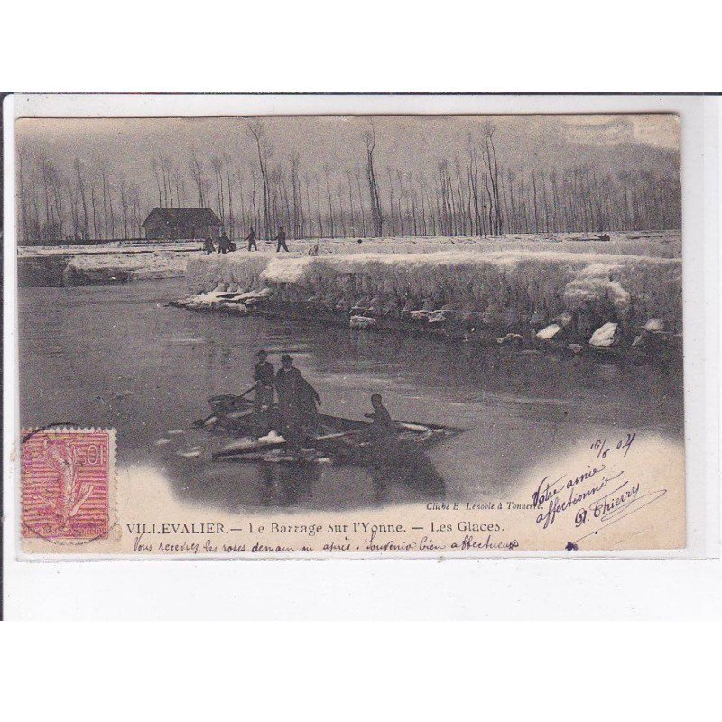 VILLEVALIER: le battage sur l'yonne, les glaces - très bon état