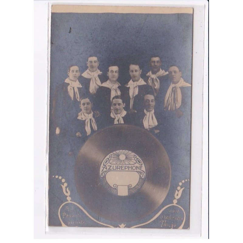 SURREALISME / PHOTOMONTAGE : publicité pour l'orchestre Tango "disque vinyl Azurephone" - très bon état
