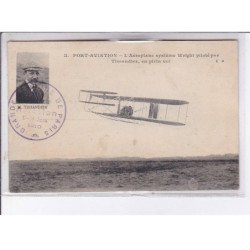 PORT-AVIATION: aéroplane système Wright piloté par Tissaudier, en plein vol - CPA philatélie - très bon état