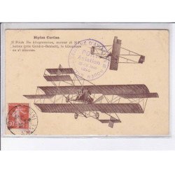 PORT-AVIATION: biplan curtiss - CPA philatélie - état