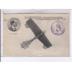 PORT-AVIATION: grande quinzaine de paris, aéroplane Antoinette piloté Latham - CPA philatélie - très bon état