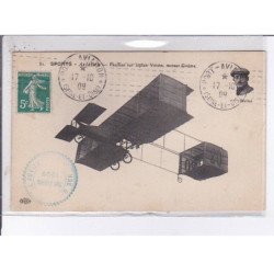 PORT-AVIATION: sports, Paulhan sur biplan, moteur gnôme - CPA philatélie - très bon état