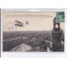 PORT-AVIATION: comte de Lambert ur aéroplane Wright passant au-dessus de la seine - CPA philatélie - état