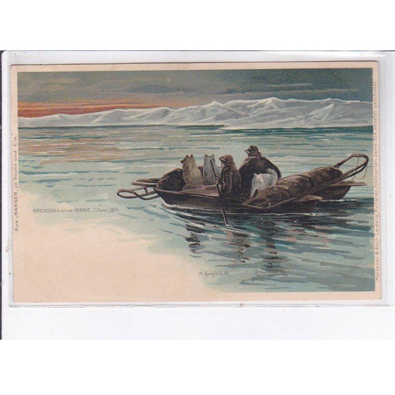 POLAIRE: kreuzung einer rinne, 1895, personnages et chiens sur un petit bateau - très bon état POLAIRE: kreuzung einer rinne, 1895, personnages et chiens sur un petit bateau - très bon état