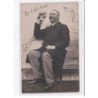 SURREALISME : carte photo d'un homme et d'un crane (squelette - mort) - très bon état
