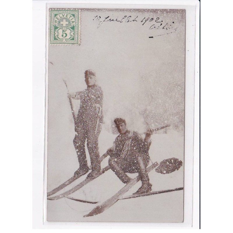 SURREALISME PHOTOMONTAGE : skieurs en 1902 - état