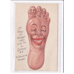 SURREALISME : publicité pour les semelles M.T. (pied et orteilles vivants !) (mousse de tourbe) - très bon état