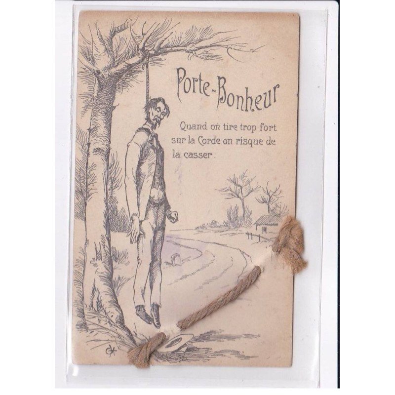 SURREALISME : porte bonheur (corde de pendu - mort) - bon état