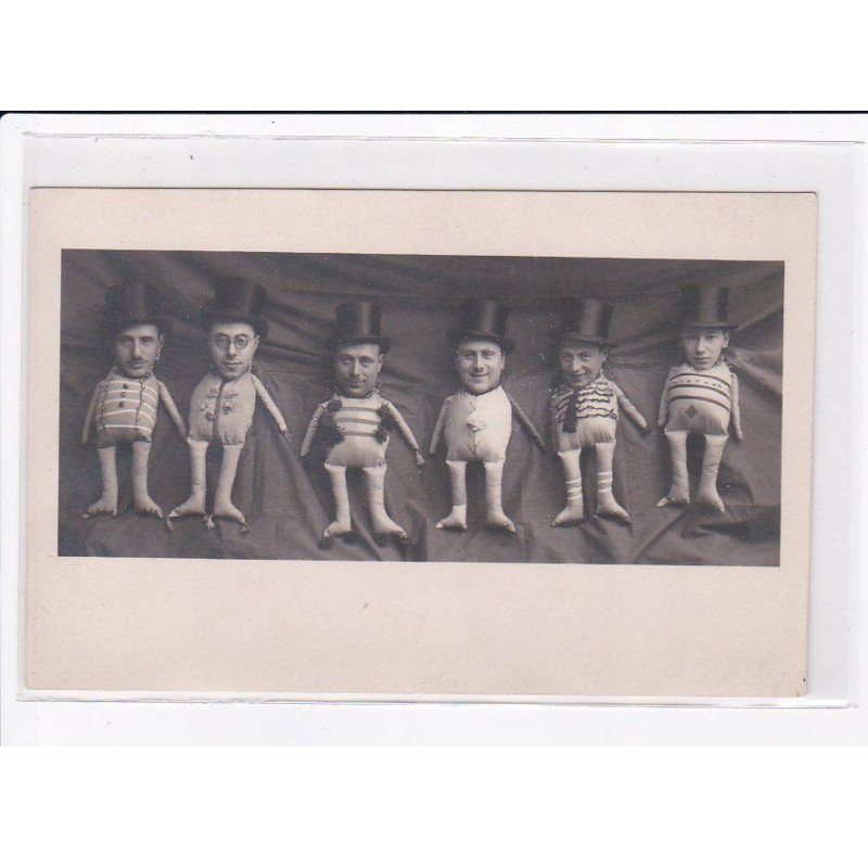 SURREALISME PHOTOMONTAGE :  poupées avec têtes d'hommes - très bon état