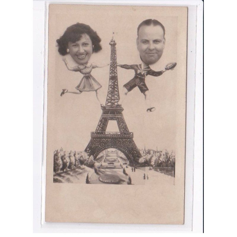SURREALISME PHOTOMONTAGE :  décors de Tour Eiffel - très bon état