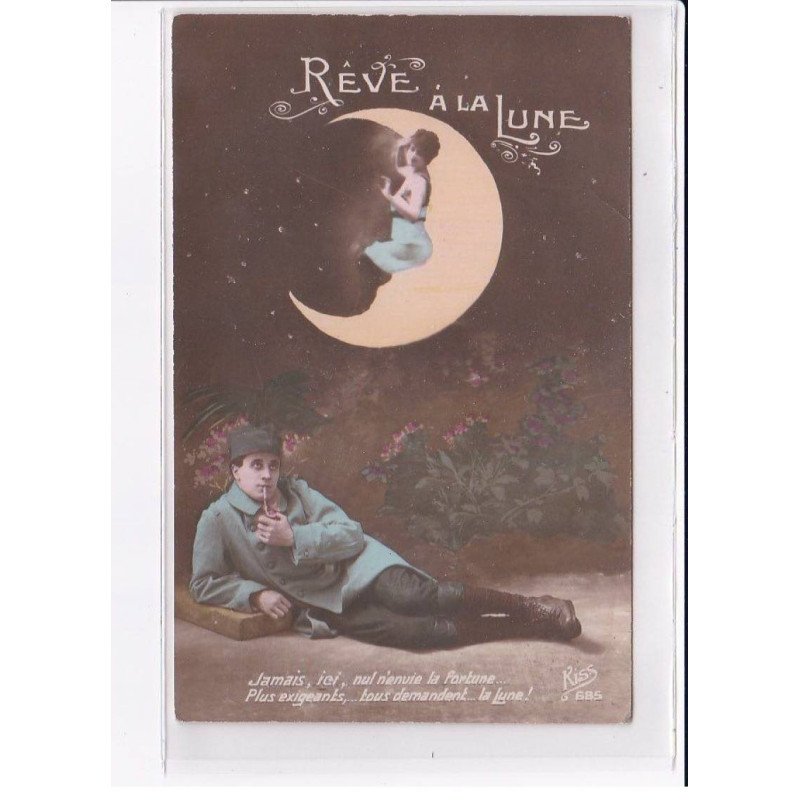 SURREALISME / FANTAISIE : couple (fumée - cigarette - lune) - très bon état