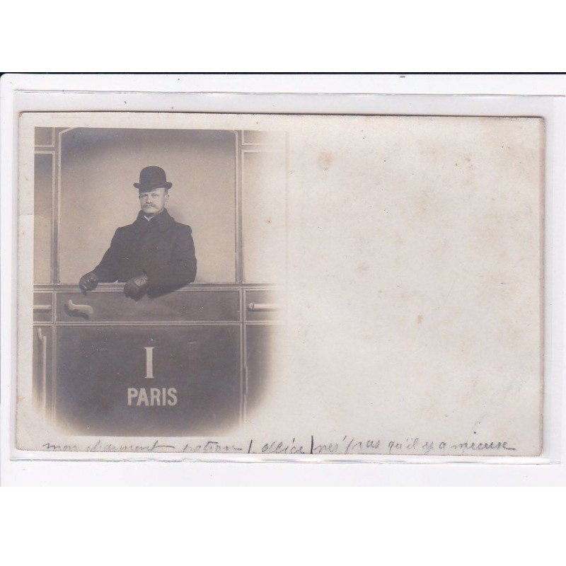 SURREALISME / photomontage : homme dans un train (France) - très bon état