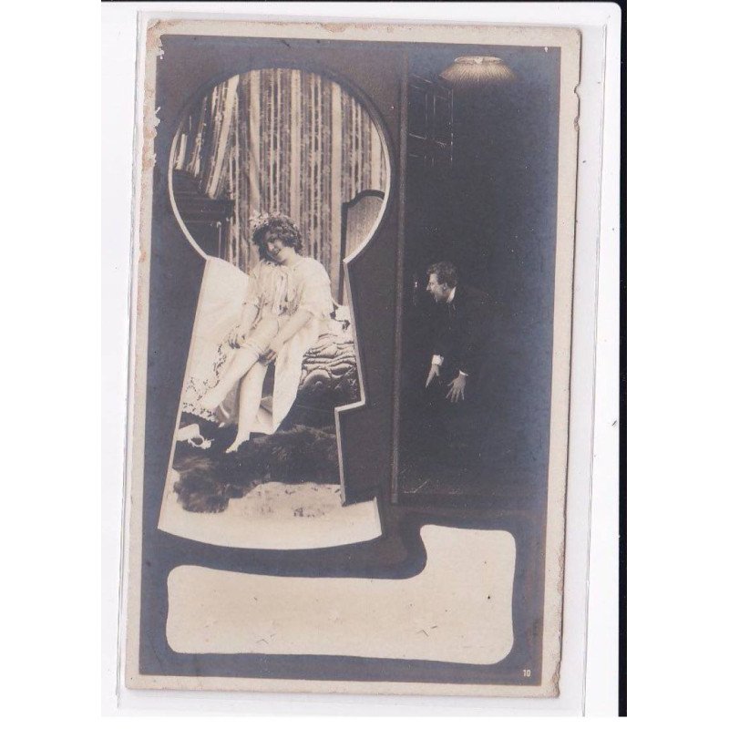 SURREALISME / photomontage / Fantaisie : couple vus d'un trou de serrure - état