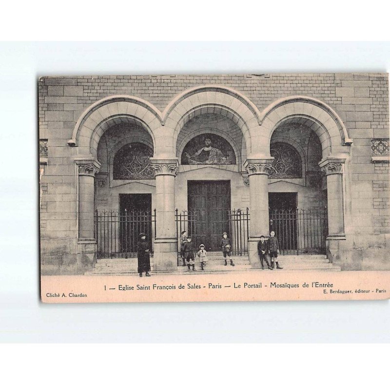 PARIS : Eglise Saint-François de Sales, le Portail, Mosaïques de l'Entrée - très bon état