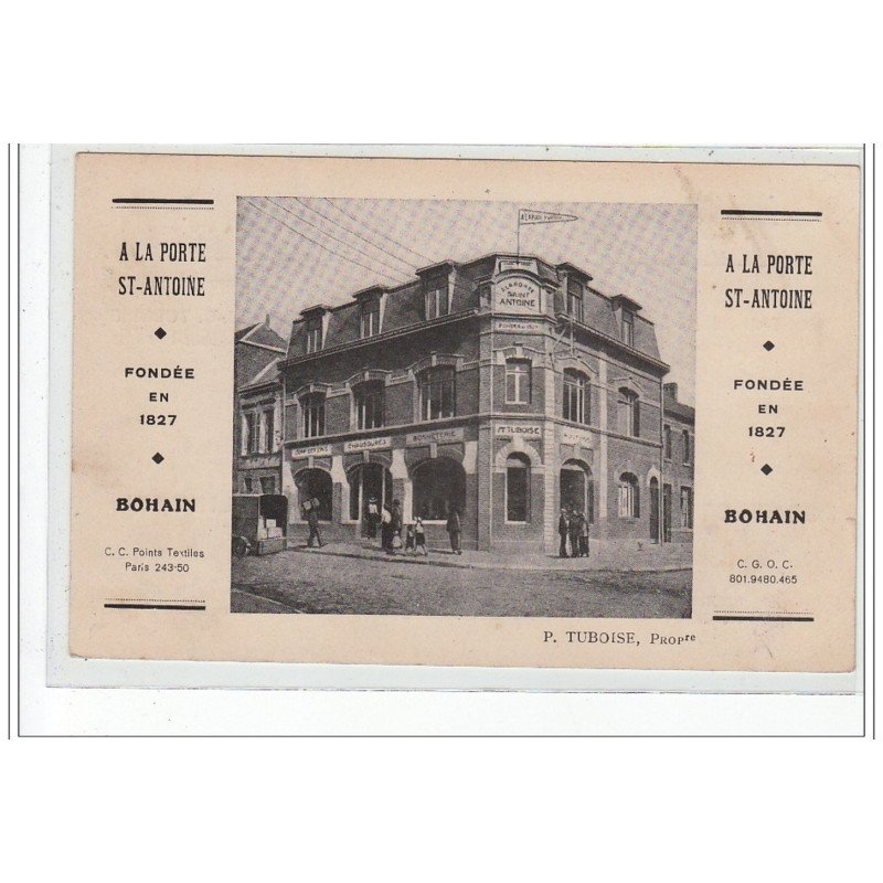 BOHAIN - A la Porte Saint Antoine - Confection, bonneterie, tissus - très bon état