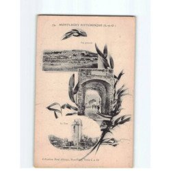 MONTLHERY : Vue générale, la Tour, Porte de Linos, carte souvenir - très bon état